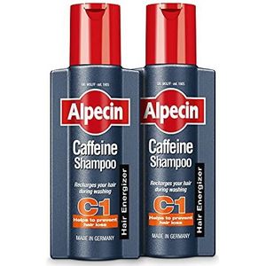 Alpecin Cafeïne Shampoo C1 2x 250ml | Voorkomt en Vermindert Haaruitval | Energizer voor Sterk Haar | Natuurlijke Haargroei Shampoo voor Mannen
