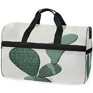 Groen schilderij Cactus Sport Zwemmen Gym Tas met Schoenen Compartiment Weekender Duffel Reistassen Handtas voor Vrouwen Meisjes Mannen