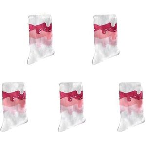 5 paar sokken dames streep print roze leuke medium mouw sokken veelzijdige trend dunne letter sokken sokken set, C, Eén Maat
