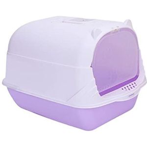 Kattenbak met kap Ingesloten Potje Toilet Huisdier Kattenbak for Binnenkatten Hamster, Paars (Color : Purple)