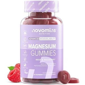 Magnesium Gummies – 1636 mg Magnesiumcitraat – 180 mg Elementair Magnesium – Voor Spieren en Energie – Kauwbare Supplementen – Glutenvrij – 1 Maand Voorraad – Novomins