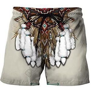 keephen Zomer Mannen Badmode Strand Shorts Inheemse Indiase Wolf 3D Gedrukt Sneldrogend Strand Korte Badmode, # 8, XL