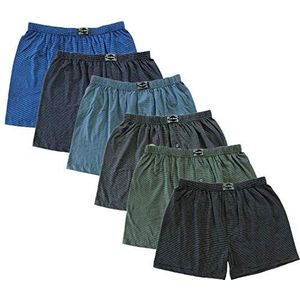 BestSale247 Set van 6 klassieke herenboxershorts met gulp, ondergoed, retroshorts, oversized onderbroeken, 100% katoen, maat 5 (M) tot 13 (7XL), gestreept, M