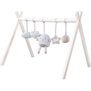 roba Babyspeelboog van hout - Baby Gym & Montessorie speelgoed met hanger roba Style - Activity Center & Speeltrapezium vanaf 3 maanden - lichtblauw