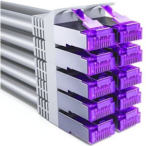 deleyCON 10x 2m CAT7 Netwerkkabel - 10 Gigabit - RJ45 Patchkabel Ethernetkabel (Koper, SFTP PiMF Afscherming) - LAN DSL Switch Modem Router Patchpaneel CAT7 CAT6 CAT5 - Grijs
