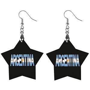 Argentinië Tekst Vlag Mode Leuke Oorbellen Grappig Geschilderd Houten Sieraden Geschenken Voor Vrouwen Liefde