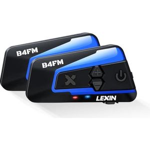 LEXIN B4FM Motorfiets Intercom - Bluetooth Helm Intercom voor Maximaal 10 Motorfietsen - Motorfiets communicatiesysteem, Helmintercom voor paardrijden, skiën, IP67 Waterdicht, Dubbelpak