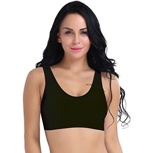 Boolavard ® Comfortabele beha, vrije tijd en sport, sporttop, naadloos, vormbustier, top zonder beugel, Ahh Bra feel-good beha, microvezel, zwart, M