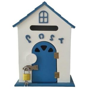 Postdozen Brievenbus Brievenbussen Wandgemonteerde Brievenbus Brievenbussen Retro Metalen Afsluitbare Buitenhuisdecoratie Pakketkast(Blue)