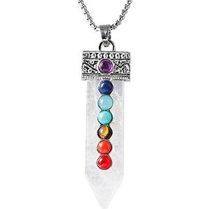 Gem Stone Sword Taper Hanger Ketting Sliver Color Healing 7 Chakra Crystal Pendulum Reiki Sieraden-Rock quartz
