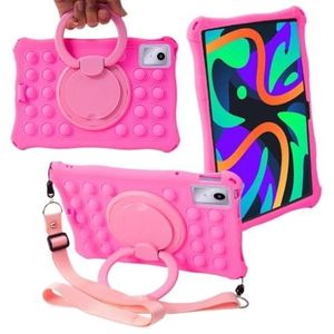 Soft Silicon Cover Geschikt for Lenovo Tab M11 2024 TB-330FU TB-331FC 11 inch Soft Bubble Silicon Case Met schouderharnas(Rose Red)