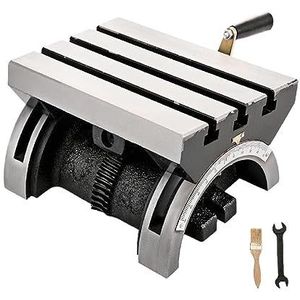 Kantelbare freestafel Verstelbare roterende werktafelmachine met 3 T-sleuven en een zwengel Heavy Duty for slijpfrezen Elektrisch, tuin- en handgereedschap(7 x 5 inch)