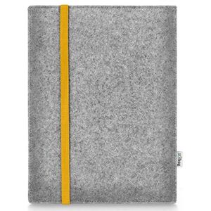 Stilbag Hoes voor Apple iPad (2019) | Etui Case van Merino wolvilt | Model Leon in lichtgrijs/geel | Tablet beschermhoes Made in Germany