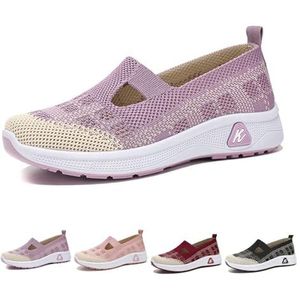 kumosaga Geweven orthopedische, ademende zachte damesschoenen, 2024 nieuwe ademende instapsneakers met steunzool for dames (Color : Purple, Size : EU38)