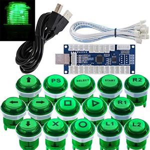 SJ@JX Arcade Game Stick DIY Kit LED Buttons Cherry MX Microswitch Lamp Controller USB Encoder Gamepad Cable for Hit Box PC PS3 MAME Raspberry Pi