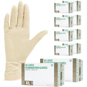 SF Latex handschoenen XL wit – 1000 stuks wegwerphandschoenen, latex handschoenen, rubberen handschoenen voor geneeskunde, reiniging, keuken, cosmetica, tatoeage en huishoudelijke werkzaamheden