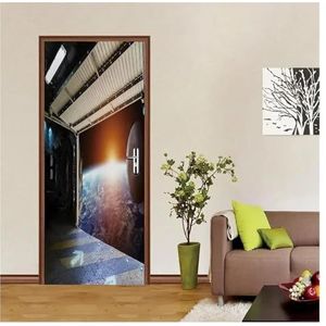 Deurstickers 3D Universe Planeet Deurstickers Outer Space Decal Kosmische Sterrenhemel Muurschildering Behang Poster Woonkamer Slaapkamer(Kleur:N,Grootte:85x215cm)