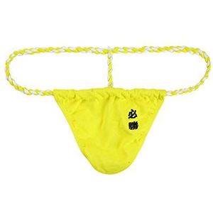 Newsywell Heren T-back katoenen strings Sumo G String Low Rise Bikini Slips Ondergoed, Geel, L