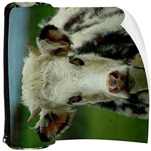 Potlood Case Pen Tas Houder met Rits Coin Organizer Tassen Make-up Cosmetische Pouch voor Vrouwen Tiener Meisjes Jongens Kinderen, Koe Wit Zwart Herbivoor Prairie