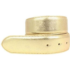 Hoogwaardige verwisselbare riem metal look zonder gesp 4 cm | drukknoop riem metallic look 40mm | 4cm echt leer | goud 85cm