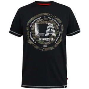D555 Heren Benny Big Tall LA Camo bedrukt T-shirt met korte mouwen - zwart, Zwart, 4XL grote maten tall
