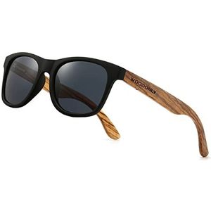 WOODONLY Houten Retro Gepolariseerde Zonnebril - Vierkante Zonnebril met UV400-bescherming voor Heren en Dames Perfect Cadeau (Zebra Houten Grijs)