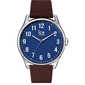 Ice-Watch - ICE time Bruin Blauw - Heren polshorloge met lederen band - 013048 (Large), Blauw/Chocolade, Large, Armband