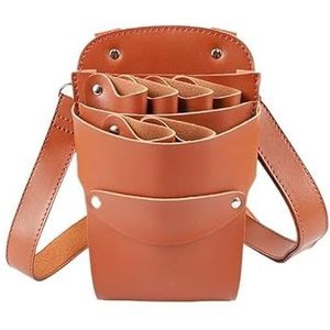 Kapperstas voor uitrusting 6 zakken PU lederen haar schaar tas schaar tas kapper schaar houder tas met riem salon kapper gereedschap kapper tas(Brown)