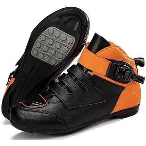 Motorschoenen, fietsschoenen, heren all-season waterdichte en ademende motorlaarzen, casual off-road motorschoenen, Zwart Oranje, 39 EU