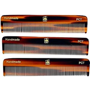 GBS Onbreekbare Pocket Comb Baard Kam voor Snor en Baard Verzorgingskam Dagelijkse Base Handgemaakte Celluloseacetaat Gebruik Voor Mannen, Vrouwen Pack van 3 (5 inch lang)