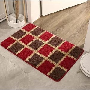Mnribey Antislip vloerkleed voor gebruik binnenshuis, rood, doe-het-zelf keuken en badkamer tapijt (01, 60 x 90 cm)