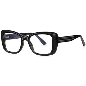 Halloween-cadeau Modieuze montuur, Unisex titanium brilmontuur met veerscharnier en blauwe lenzen in meerdere kleuren(Black)