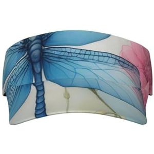 WYJLTTYT Pink Flower and Blue Dragonfly zonnebrandcrème pet voor volwassenen - stijlvolle en verstelbare zonwerende hoed voor dames en heren, Roze Bloem En Blauwe Libel, Eén Maat