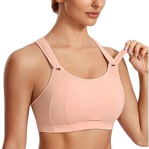 SYROKAN Sportbeha Voor Dames, Verstelbare, Krachtige Ondersteuning, Licht Gewatteerde, Draadloze Racerback-workout, Hardlopen Suikerspin roze 80E