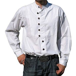 HEMAD Ache - Klederdrachthemd - katoenen overhemd met linnenstructuur - Wit XL
