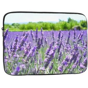 Paarse Bloemen Laptop Sleeve Case Mode Lichtgewicht Notebook Computer Tas Shockproof Laptop Case Cover Aktetas Draagtas voor Vrouwen Mannen 10 inch