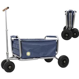Beachtrekker Life Bolderkar, opvouwbaar, met parkeerrem, inklapbare handwagen, met luchtbanden (Rubber rubber PU-banden, Blauw)