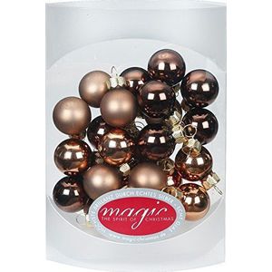 Magic 25 stuks. Kerstbal 2 cm glas kerstversiering kerstdecoratie decoratieve doos Elegant lounge (chocolade bruin)