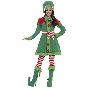 Deluxe Miss Elf Costume, Green, with Dress, Hat, Bootcovers, Tights & Belt (S)