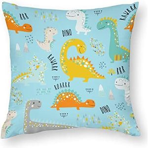 NIBABA Kussenslopen 1 stuks kinderlijke dinosaurus decoratieve kussenslopen 55 x 55 cm (55 x 55 cm) zachte polyester vierkante kussenslopen voor woonkamer bank bed kussenslopen