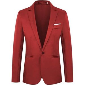 Leader of the Beauty Herenblazer voor heren, blazer, bruidegom, blazer, bruiloft, slim fit, jas, gala, smoking, herenbovenkleding, Rood, 3XL