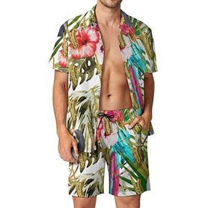 Saxofoon Toekan, Hawaiiaanse sets voor heren, button-down, korte mouwen, trainingspak, strandoutfits, XS