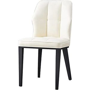 GEIRONV 1 stuks moderne eetkamerstoelen, zacht PU Lederen kussen stoel carbon stalen poten bureaustoel keuken woonkamer zijstoelen Eetstoelen (Color : White)