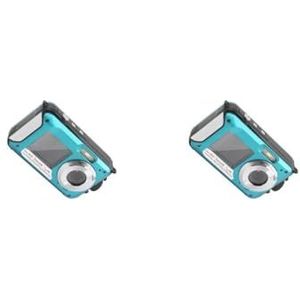 2 set Digitale Camera 1080 P Dual Screen 24MP Foto 16X Anti-shake 2.7 Inch Grote High Definition met Draagtas Onderwater UK/Blauw