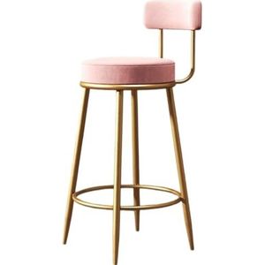 Barkrukken Barstoelen Set Van 2 Moderne Barkrukken Bar Keuken Eetkamer Café Stoel Toonbank Krukken Gestoffeerde Stoelen Met Rugleuning Voor Thuis Barkruk Stoel Bar Stoelen(Pink,65cm)