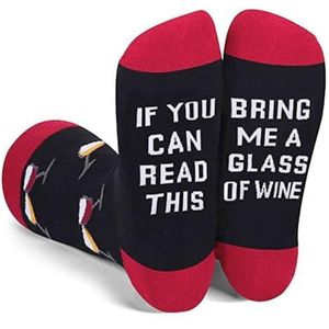 yeeplant Heren nieuwigheid polyester crew-sokken met wijnbrief print, casual lettersokken voor dagelijks gebruik, Meerkleurig, Eén Maat