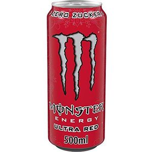 Monster Energy Ultra Red met rode vruchtenmix - Zero suiker & nul calorieën, Energy Drink Palet, Wegwerp Blik (24 x 500 ml)
