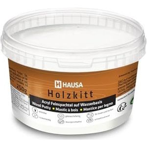 HAUSA Witte houtplamuurmassa 250 g, stopverf, reparatiehoutvulkracht, sneldrogend, scheurbestendig