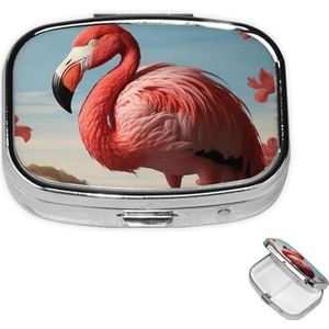 Pillendoosje rechthoekige pillendoos met 3 compartimenten pillen organiseren Amerikaanse flamingo pillendoos kleine pillenorganizer waterdichte kleine pillendoos voor op reis pillencontainers voor