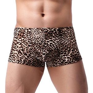 AIEOE Heren Boxershort Sexy Onderbroek Retroshort Luipaard Print Bruin Azië L = EU XS-S